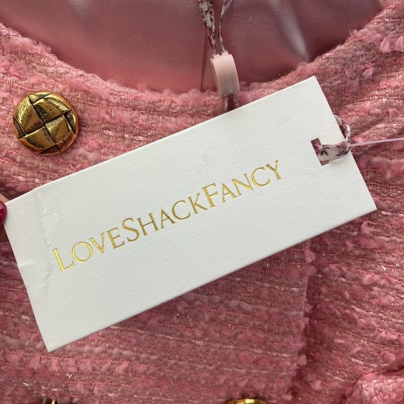 Love Shack Fancy NWT Keiran jacket Goldtone buttons Pastel Peony Pink - Picture 8 of 13
